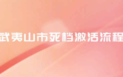 武夷山市死档激活流程